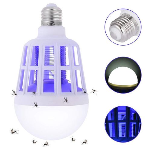 Foco mata mosquitos 15W E27 lampara violeta 2 en 1 LED