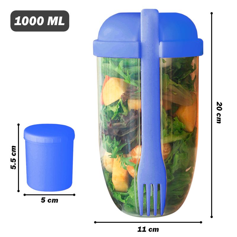 Vaso-Mezclador-Porta-Ensaladas-Frutas-Cereales-Yogurt-con-Tenedor-Azul