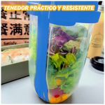 Vaso-Mezclador-Porta-Ensaladas-Frutas-Cereales-Yogurt-con-Tenedor-Azul