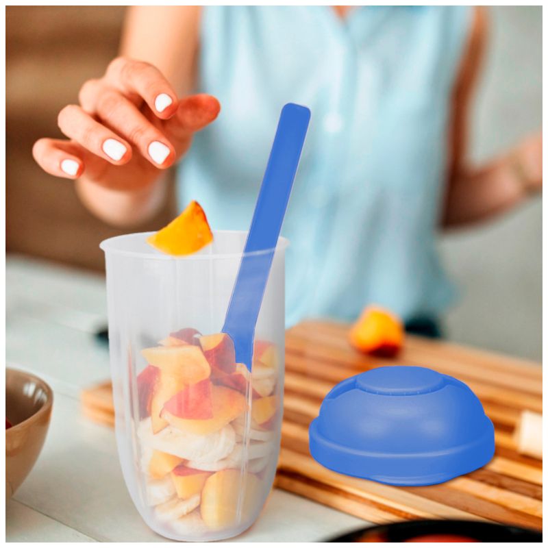 Vaso-Mezclador-Porta-Ensaladas-Frutas-Cereales-Yogurt-con-Tenedor-Azul