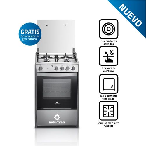 Cocina de Pie Indurama Coruña Qz a Gas 4 Quemadores Croma