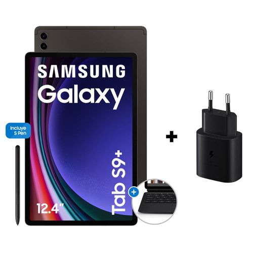 Tablet Samsung Galaxy Tab S9 Plus 12.4" 2800 x 1752 (WQXGA+) 256GB, 12GB ram, cámara principal 13MP + 8MP, frontal 12MP, negro +  cargador