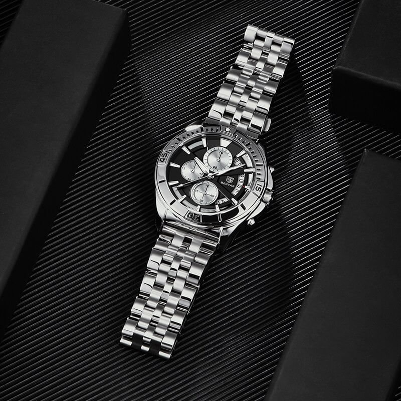 Reloj-Hombre-Lujo-BENYAR-5180-Metalico-Cronografos