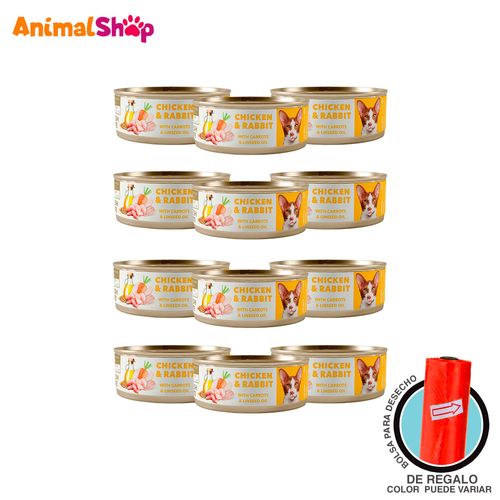 Comida Húmeda De Gato Adulto Amity Pollo Y Conejo 80 Gr 12Un