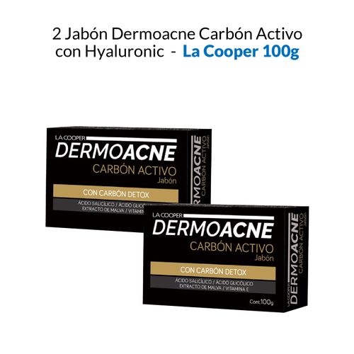 2 Jabón Dermoacne Carbón Activo con Hyaluronic - La Cooper 100g