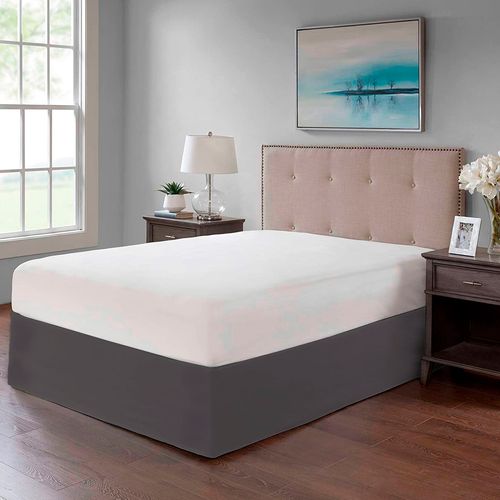 Faldon de Tarima Queen 152cm X 203cm Drill Laterales Liso Gris Oscuro 35cm