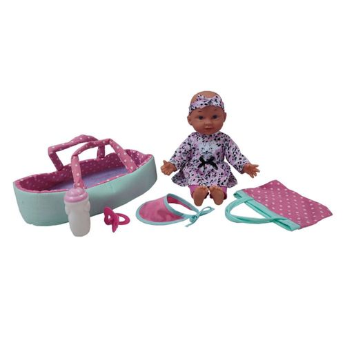 Muñeca Uneeda Snugle Set Con Portabebe Celeste 30Cm