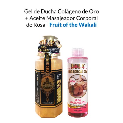 Gel de Ducha Colágeno de Oro + Aceite Masajeador Corporal de Rosa - Fruit of the Wakali