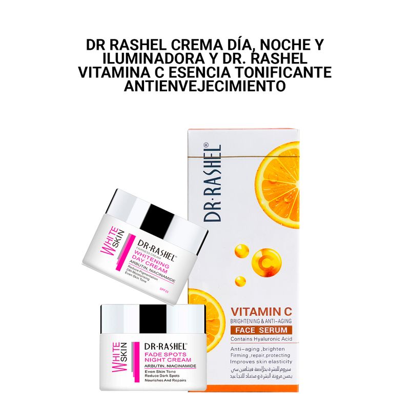 DR-RASHEL-Crema-Dia-Noche-y-Dr-Rashel-Vitamina-C-Esencia-tonificante-antienvejecimiento