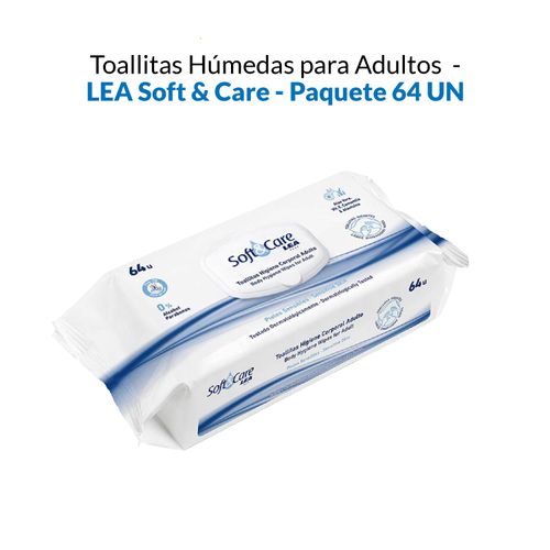 Toallitas Húmedas para Adultos - Lea Soft & Care - Paquete 64 unid