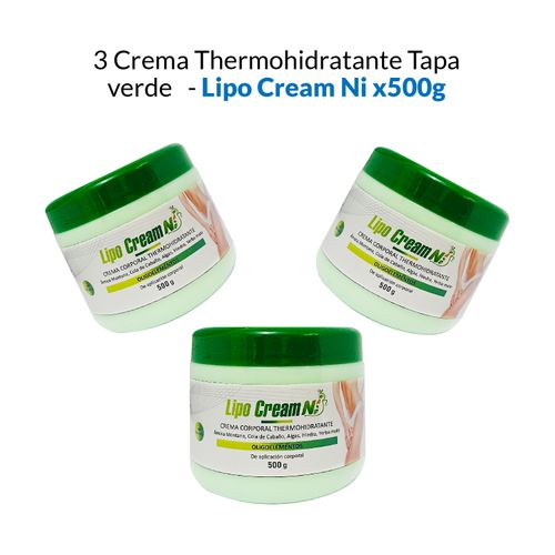 3 Crema Corporal Thermohidratante Tapa Verde- Lipo Cream Ni 500gr