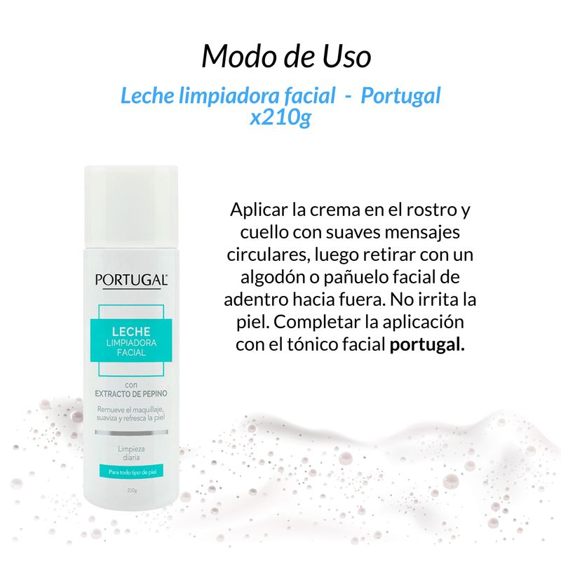 Leche Limpiadora Facial con Extracto de Pepino Portugal - Frasco 210 G -  Boticas Hogar y Salud