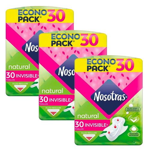 Pack Toallas Higiénicas NOSOTRAS Invisible Paquete 30un x 3un