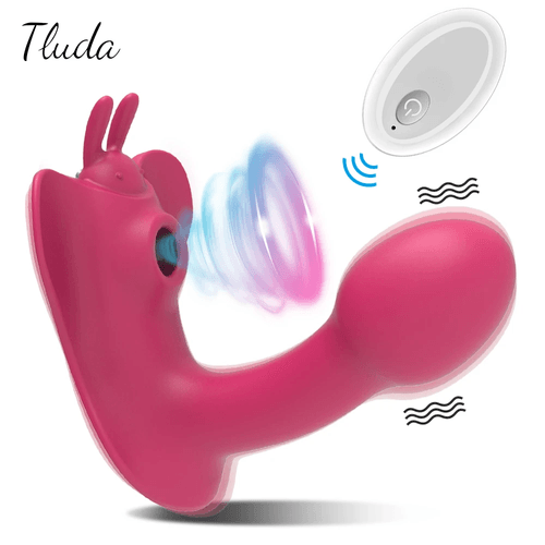 VIBRADOR CON SUCCIONADOR DE CLITORIS CON CONTROL REMOTO TLUDA CD16 SILICONA SANLLO IMPORT