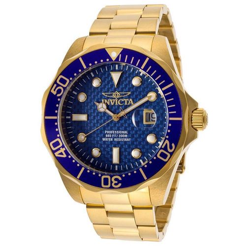 Reloj Invicta Pro Diver 14357 Fecha Acero Inoxidable Dorado Dial Azul