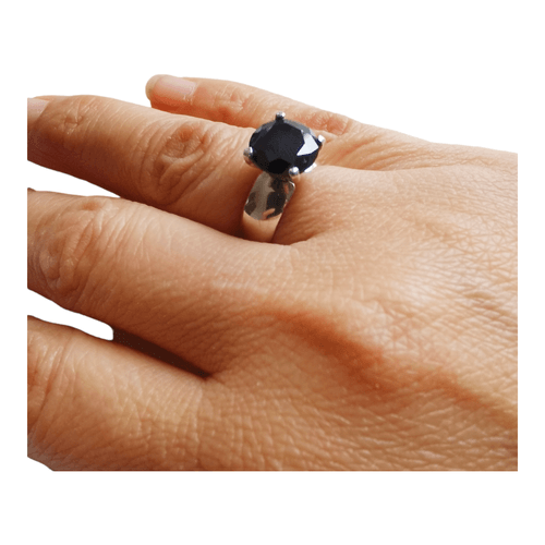 Anillo Plata 950 ZEFORA   joyería de compromiso mujer circon Negro TALLA 6