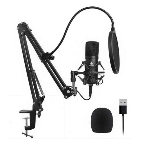 Set de micrófono Maono AU-A04 USB Streaming, Mount Antishock + Soporte + Filtro Pop