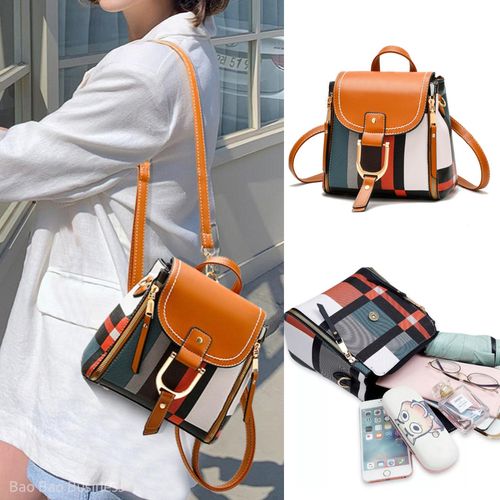 Mochila Cartera Mujer de Cuero Marrón Bandolera Morral para Mujer