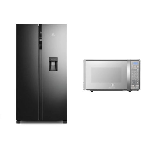 Combo Refrigeradora Side by Side 517L (ERSA53K2HVB) + Microondas 20L (EMDO20S2GSRUG) Electrolux