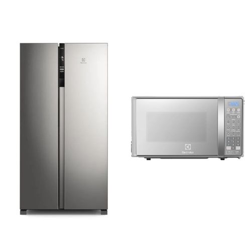 Combo Refrigeradora Side by Side 517L (ERSA53V2HVG) + Microondas 20L (EMDO20S2GSRUG) Electrolux