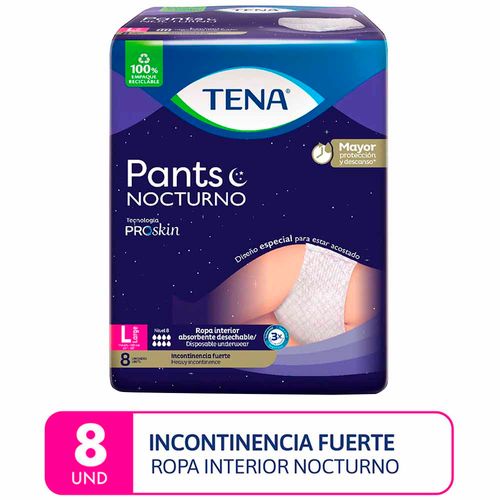 Ropa Interior Incontinencia Fuerte TENA Pants Nocturno Talla L Paquete 8un