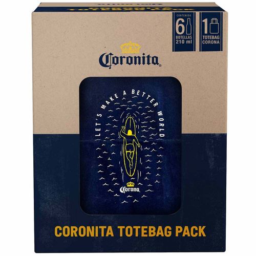 Pack Cerveza CORONITA Botella 210ml Sixpack + Tote Bag