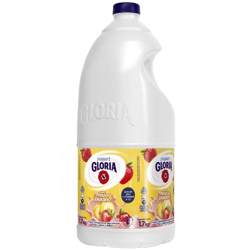Yogurt GLORIA Parcialmente Descremado Sabor a Fresa y Plátano Botella 1.7Kg