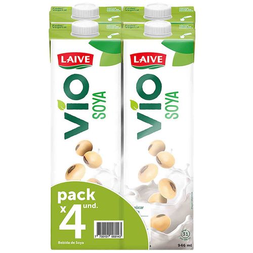 Bebida de Soya LAIVE Vio Caja 946ml Paquete 4un