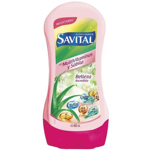 Acondicionador SAVITAL con Multivitaminas y Sábila Frasco 490ml