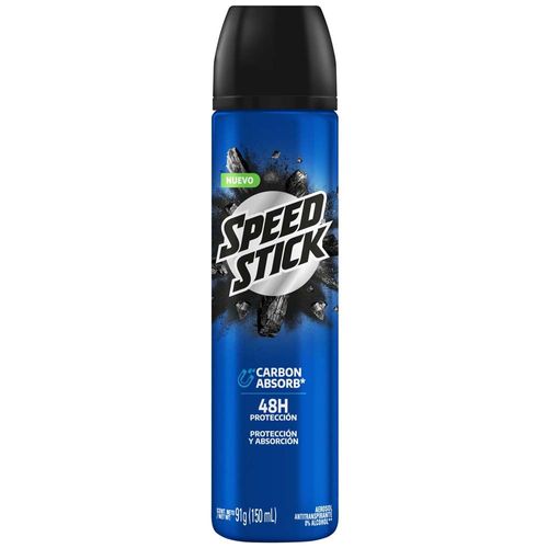 Desodorante en Aerosol SPEED STICK Carbón Absorb Frasco 150ml