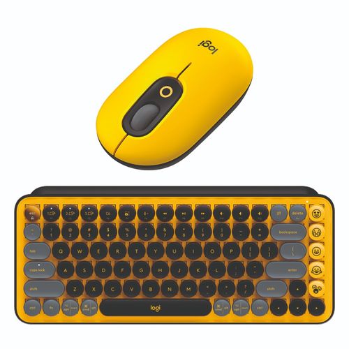 Combo Teclado Logitech Pop Keys Mecánico + Mouse  Black Amarillo