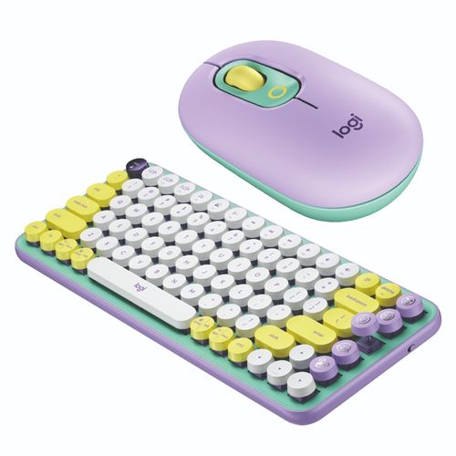 Combo Teclado Logitech Pop Keys Mecánico + Mouse verde lila