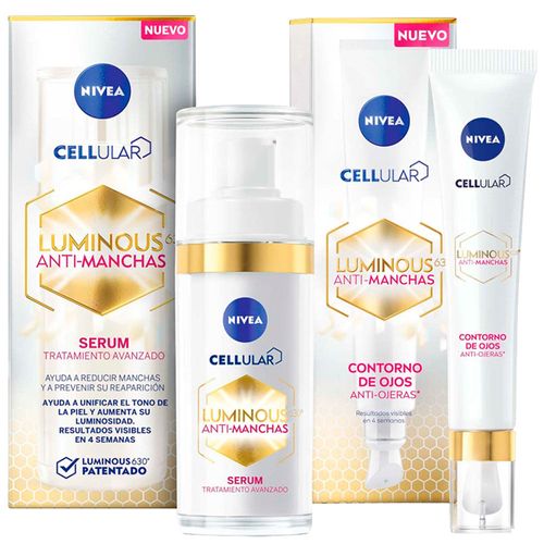 Pack NIVEA Serum Antimanchas Cellular Frasco 30ml + Crema Luminous Contorno de Ojos Tubo 15ml