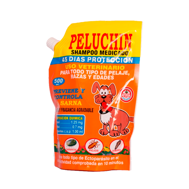 Shampoo-PELUCHIN-SACHETON-para-perros-antipulgas-garrapas-500ML