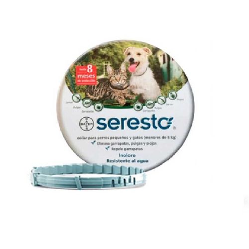 Collar Antipulgas para Perros y Gatos Seresto hasta 8kg