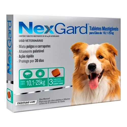 Antipulgas Masticable para Perros Nexgard 10-25kg 3 Tabletas