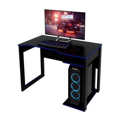 Escritorio De MDP Gamer Thonet Negro/Azul Bonno