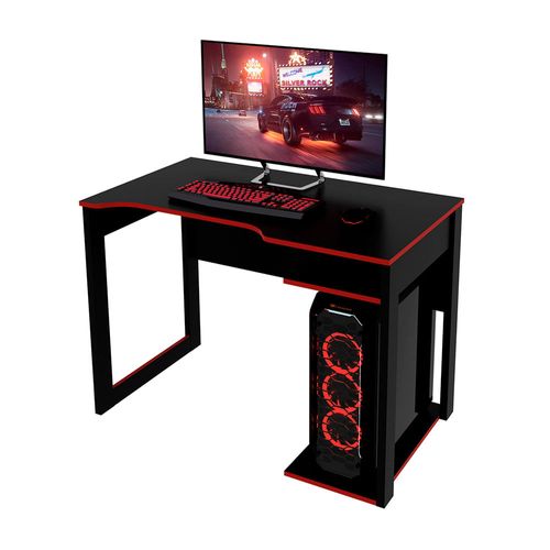 Escritorio De MDP Gamer Thonet Negro/Rojo Bonno