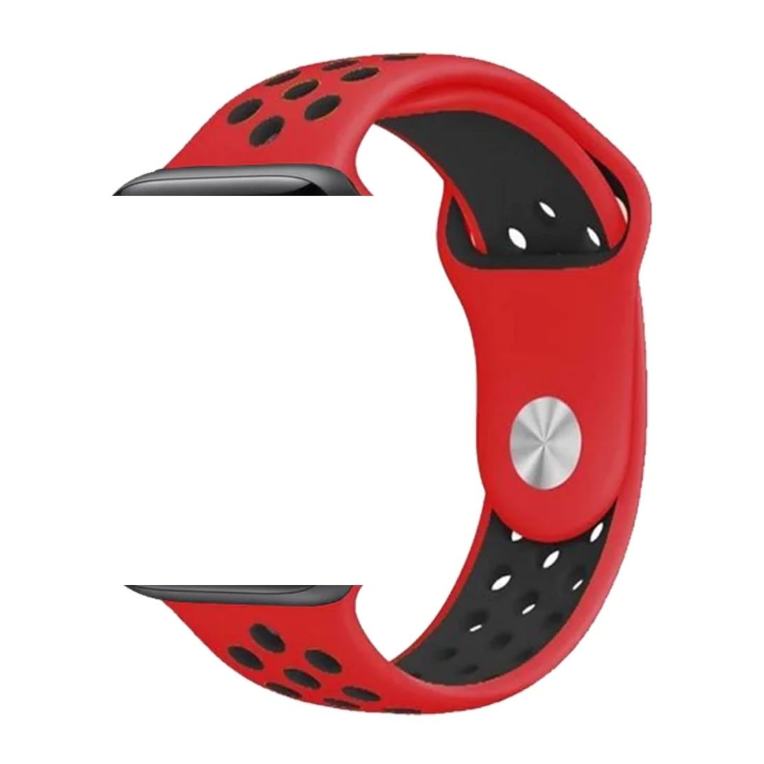 Correa de Silicona para Apple Watch Color Rojo y Negro de 42/44/45/49 mm