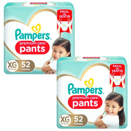 Packs Pañales PAMPERS Premium Care Pants Talla XG Paquete 52un x 2un