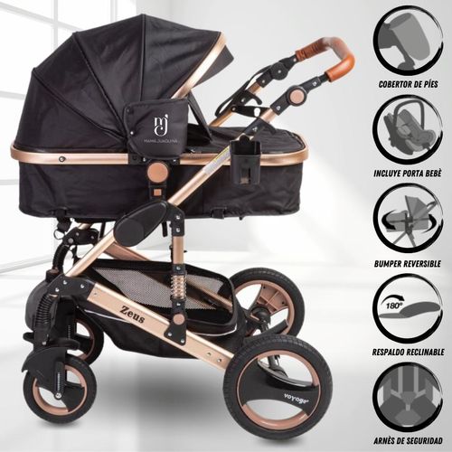 Coche Cuna Travel System «ZEUS» con Porta bebé Black