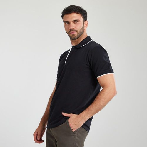 Polo Pique Malabar Con Detalle Negro Hombre