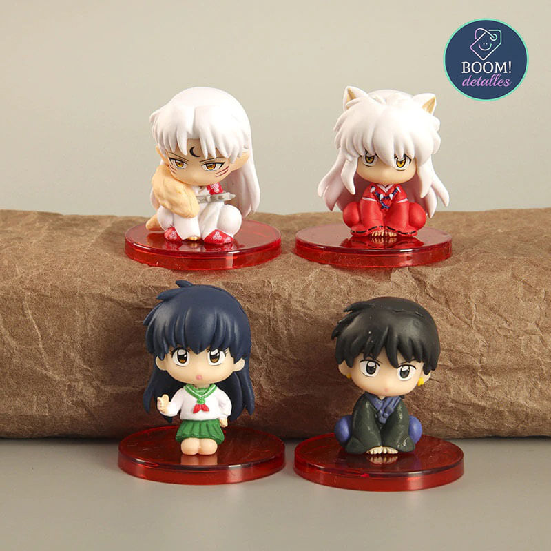 Inuyasha-Figuras-de-Anime-Juguete-Figuras-de-Accion-Otaku-Manga-Kawaii-Set-de-4-piezas