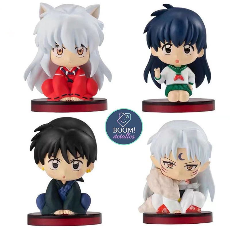 Inuyasha-Figuras-de-Anime-Juguete-Figuras-de-Accion-Otaku-Manga-Kawaii-Set-de-4-piezas