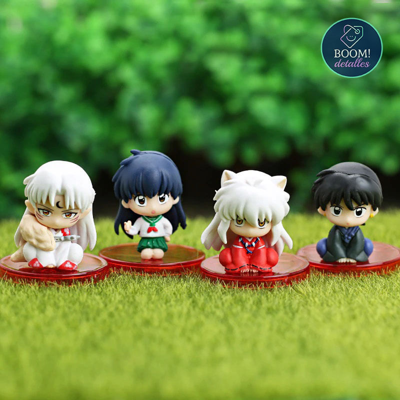 Inuyasha-Figuras-de-Anime-Juguete-Figuras-de-Accion-Otaku-Manga-Kawaii-Set-de-4-piezas