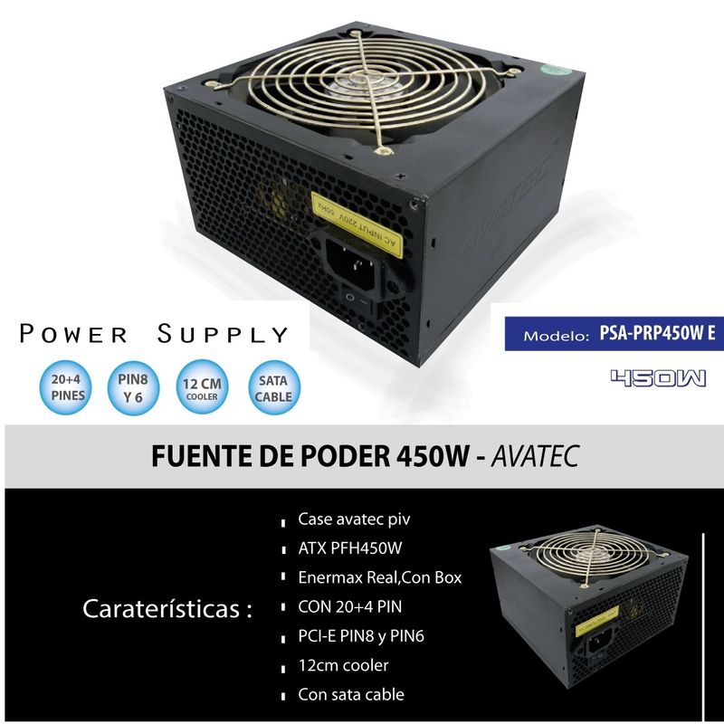 Fuente-De-Poder-CPU-Avatec-Atx-PSA-PRP450W-Enermax-Real-P8