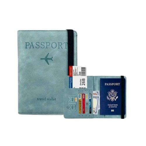 Porta Pasaporte Vintage Cool Bags Azul Claro