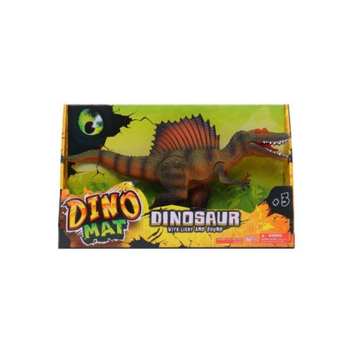 Dinosaurio Dinomat Marron Con Luz Y Sonido