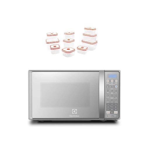 Combo Microondas Electrolux 20L (EMDO20S2GSRUG) + A14278701-Set de tapers contenedores hermeticos x 10pzs