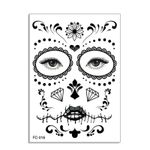 Sticker-Tatuaje-Temporal-negro-diamantes-Catrina-disfraz-Halloween